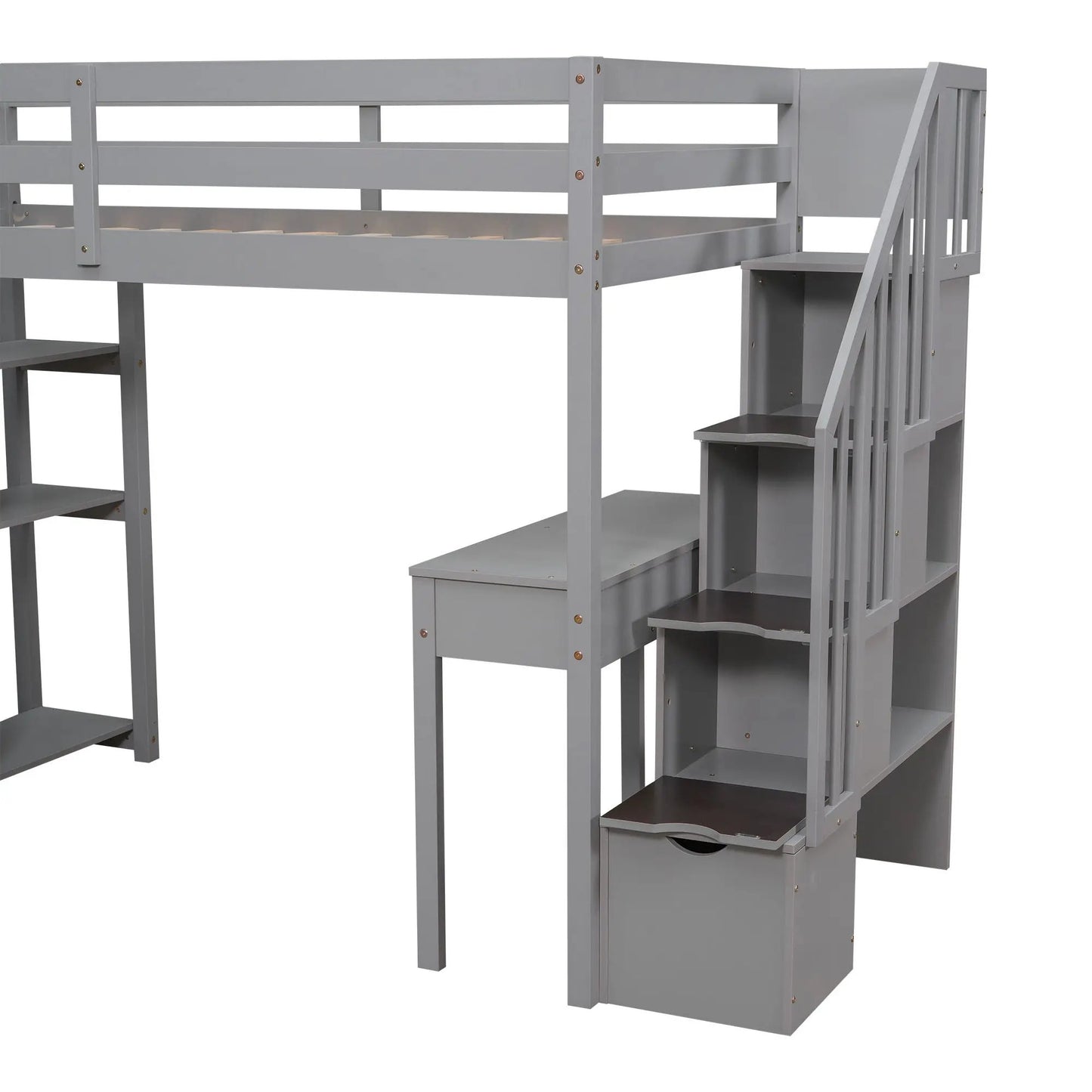 Loft Bed with Storage Drawers Desk and Stairs