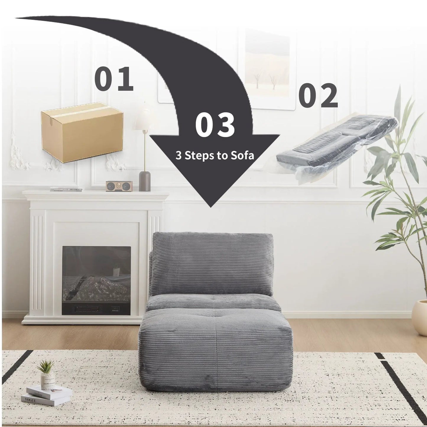 Single Chaise Longue With Movable Ottoman