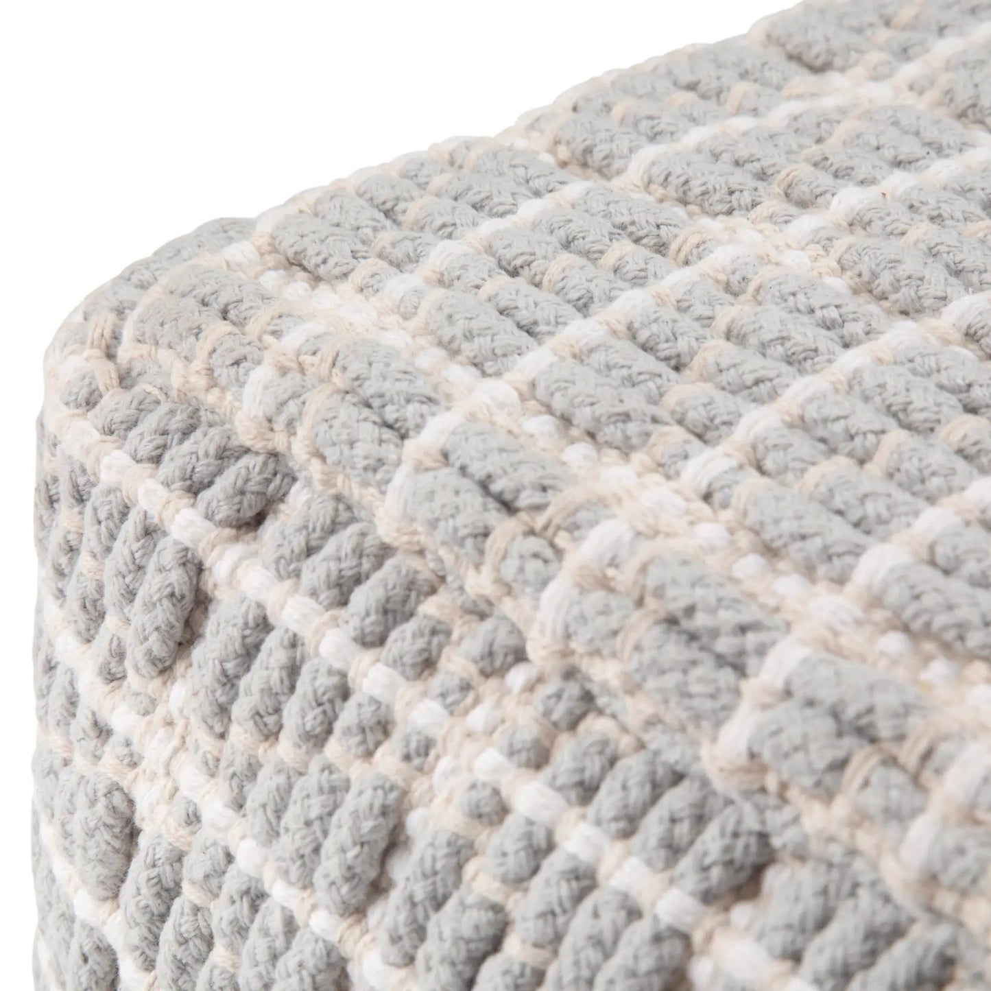 Noreen Upholstered Square Pouf Hand Woven Dark