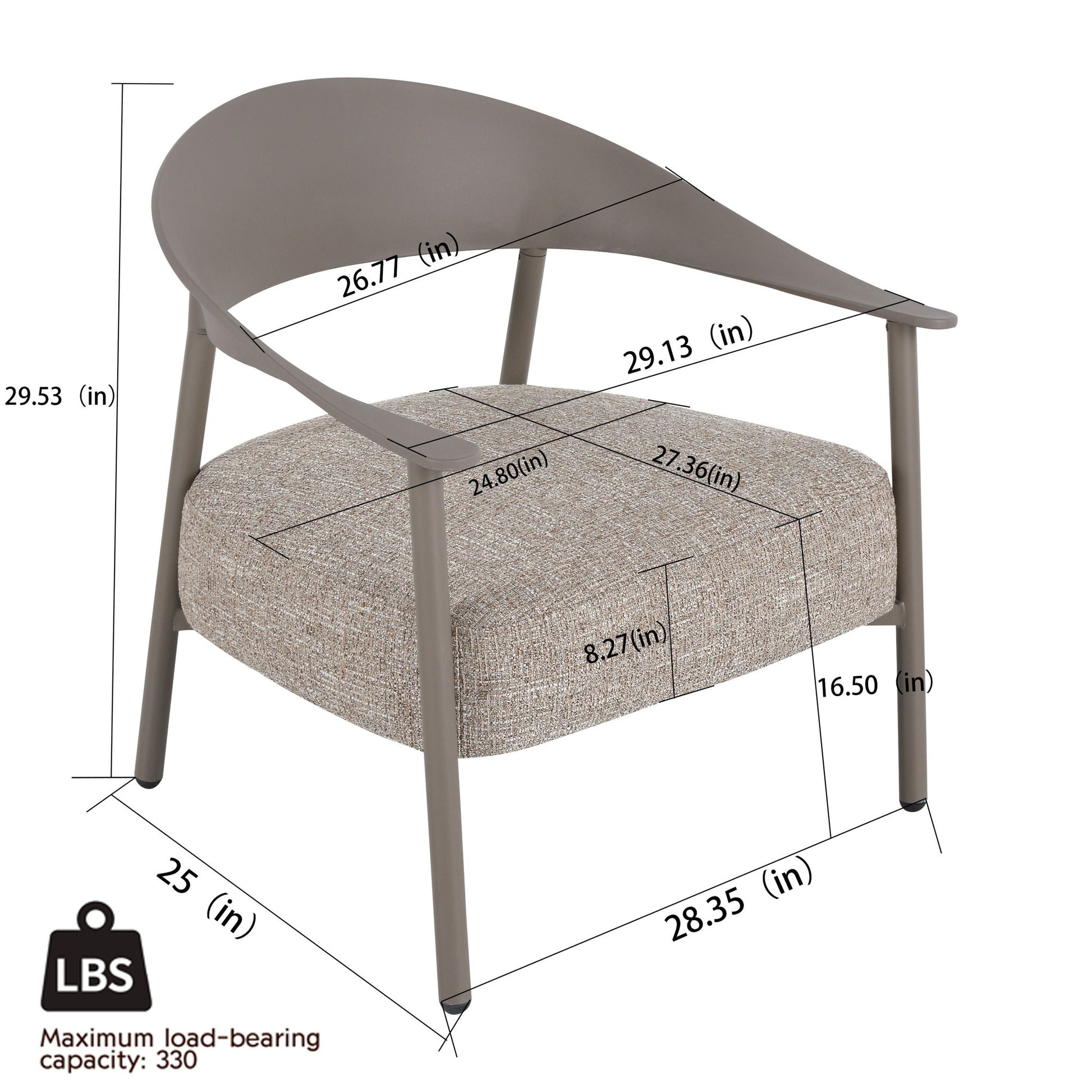HouseOfZazla 3-piece outdoor furniture set with seat cushions and taupe metal frames on Tampa Home & Garden Store