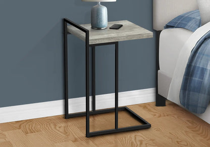 Accent Table C-shaped, wood top with black metal frame beside bed Unique Piece Furniture on Tampa Home & Garden Store