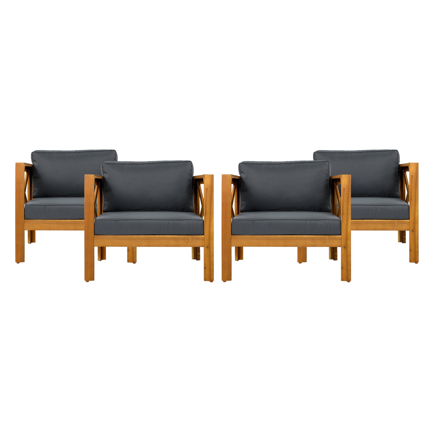 the Acacia Wood Armchair With Outdoor Cushions