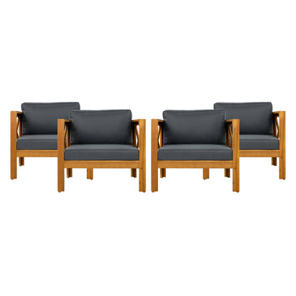 the Acacia Wood Armchair With Outdoor Cushions
