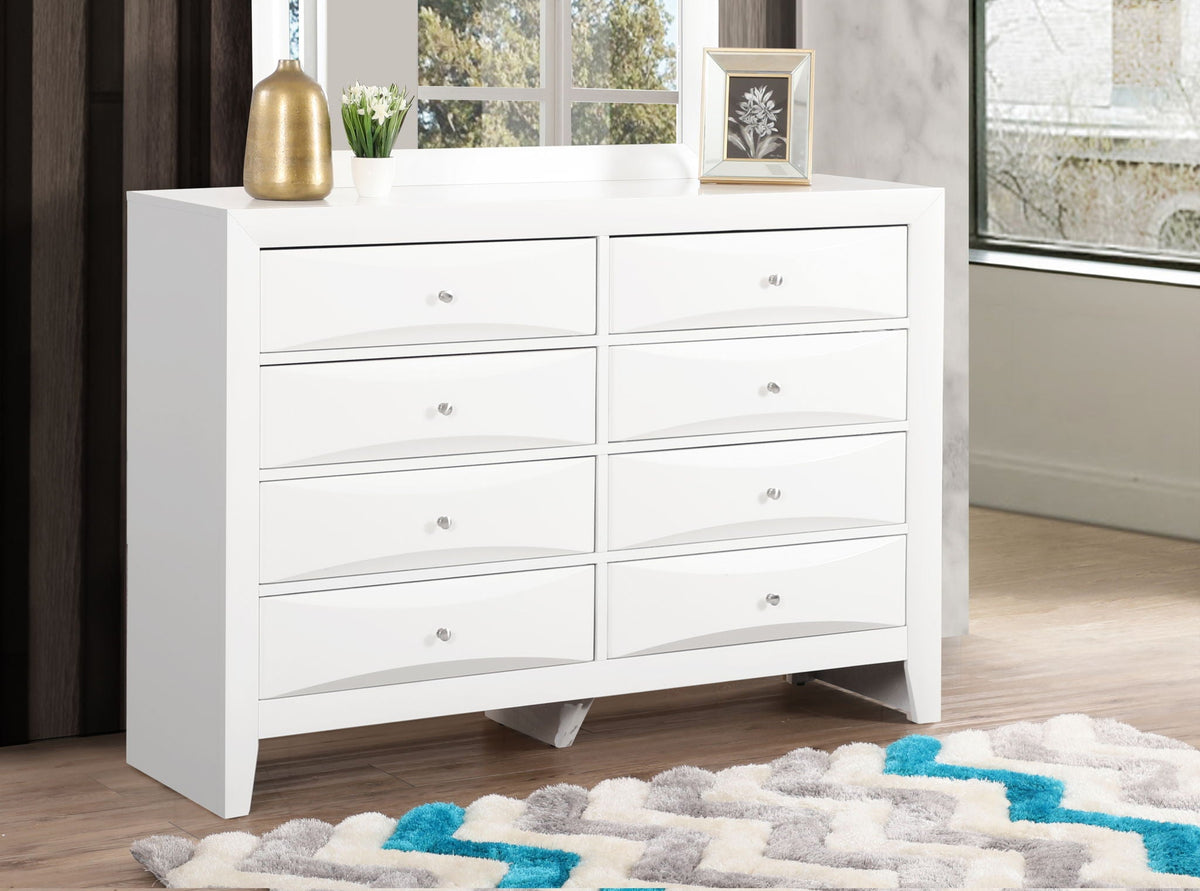 Marilla dresser with molded resin fronts in white by HouseOfZazla, multi-drawer storage on Tampa Home & Garden Store