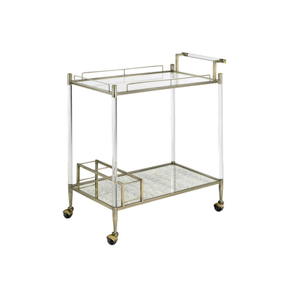 Cirro antique mirror wire brass serving cart with marble shelf HouseOfZazla on Tampa Home & Garden Store