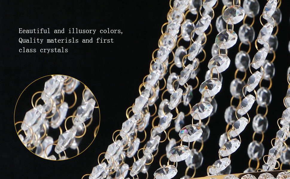 24-Inch gold crystal chandelier with 12 lights, French Empire style crystal strands on Tampa Home & Garden Store