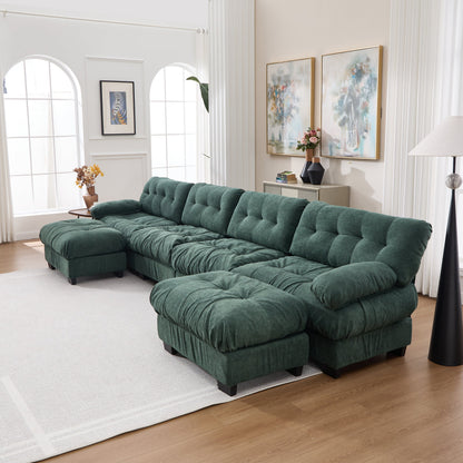 U Shaped Couch Modular Sectional Sofa in teal velvet by HouseOfZazla on Tampa Home & Garden Store