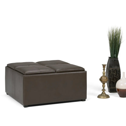 Avalon square storage ottoman in dark brown leather by Unique Piece Furniture on Tampa Home & Garden Store