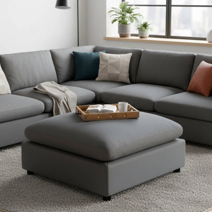 Caylie upholstered ottoman with removable covers by HouseOfZazla in dark gray on Tampa Home & Garden Store