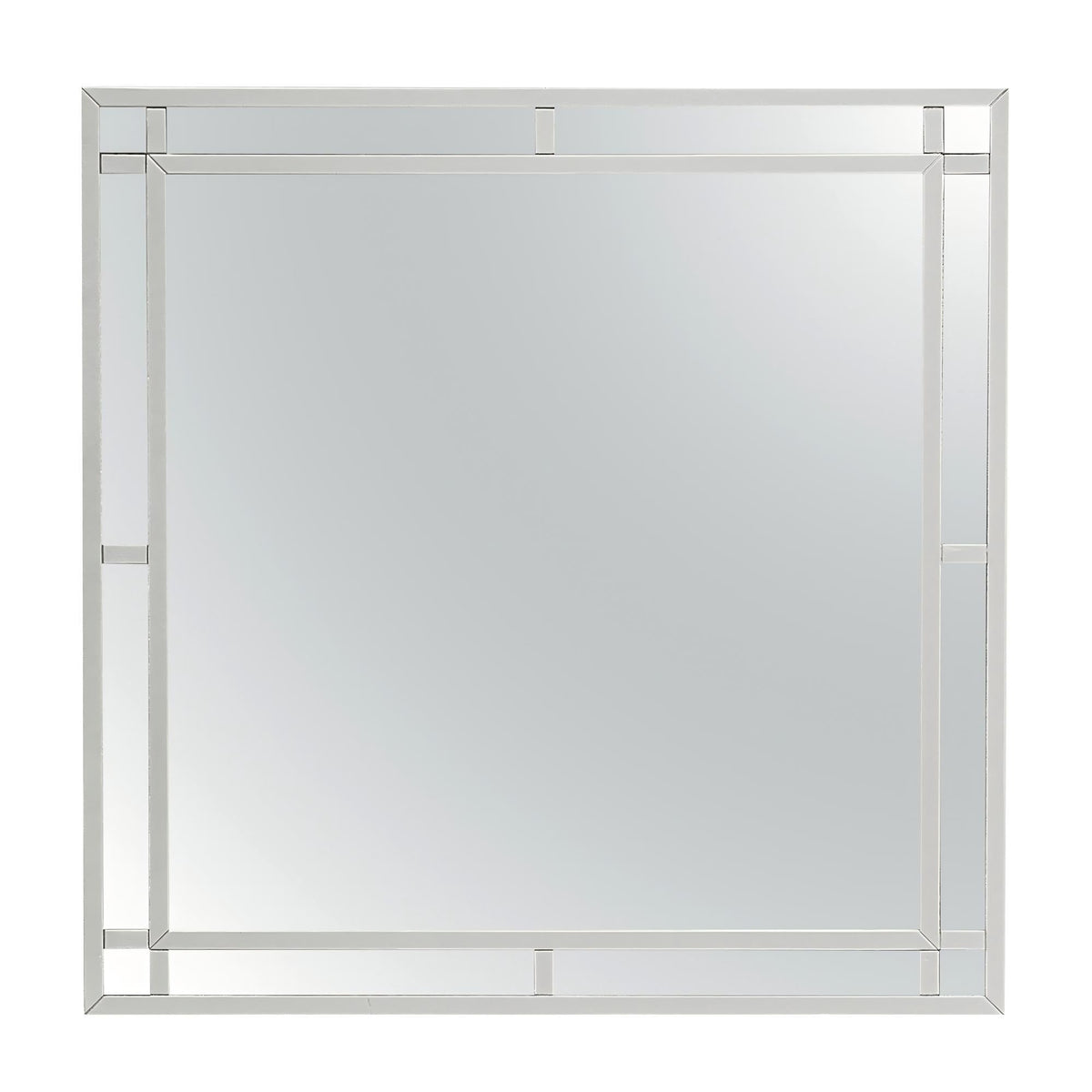 Square wall mirror in silver champagne with mirrored accents Madison by HouseOfZazla on Tampa Home & Garden Store