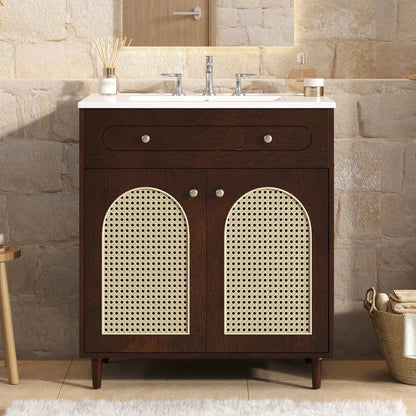 Modern Bathroom Vanity with Sink and Shelf