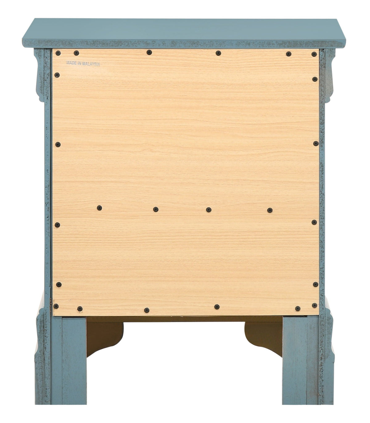 Traditional style accent nightstand blue distressed frame with natural wood panel HouseOfZazla on Tampa Home & Garden Store
