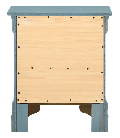 Traditional style accent nightstand blue distressed frame with natural wood panel HouseOfZazla on Tampa Home & Garden Store