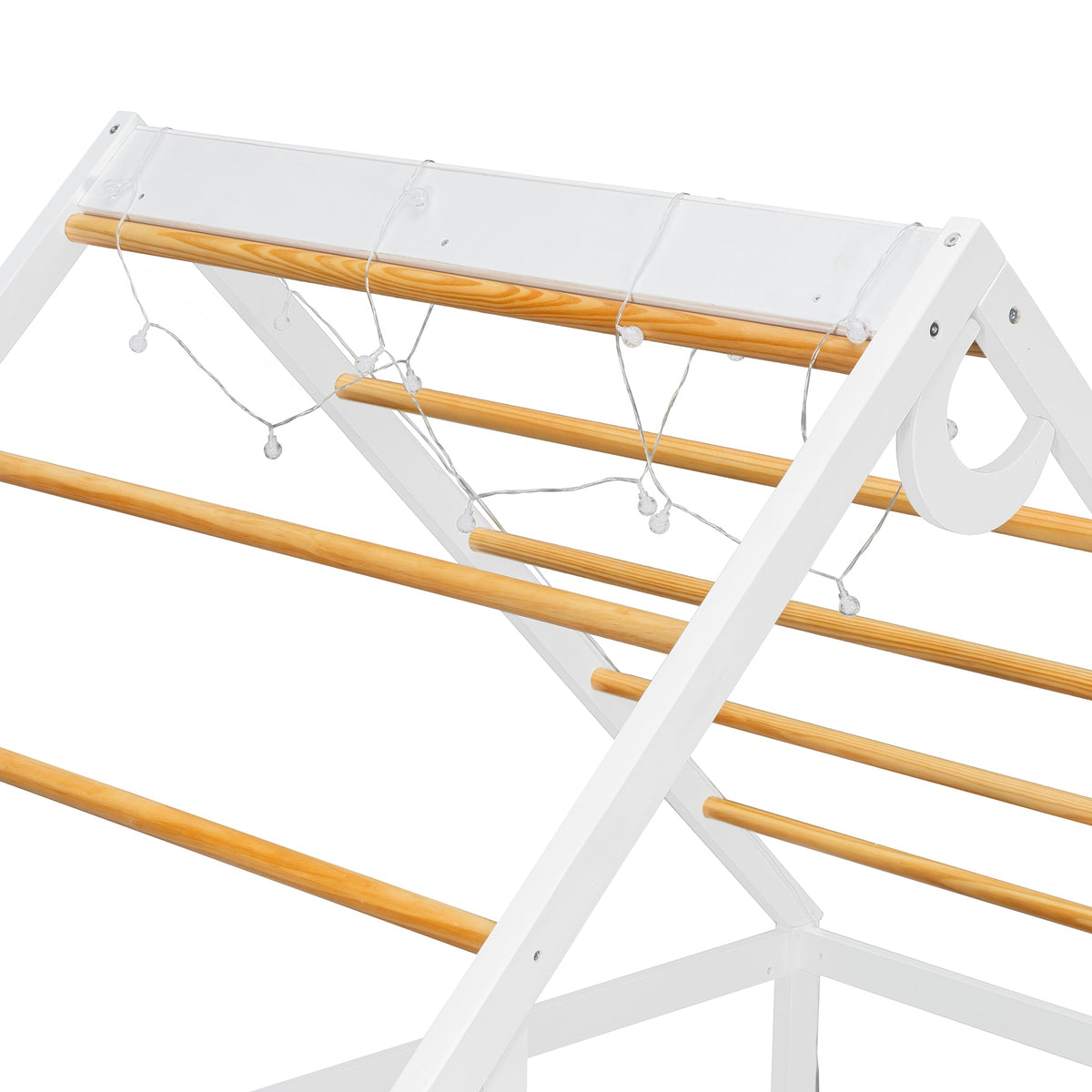 Twin House Bed with Slide Playhouse Frame white with wood rails on Tampa Home & Garden Store
