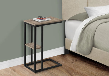 C Shaped Accent Table Marble Look and Modern