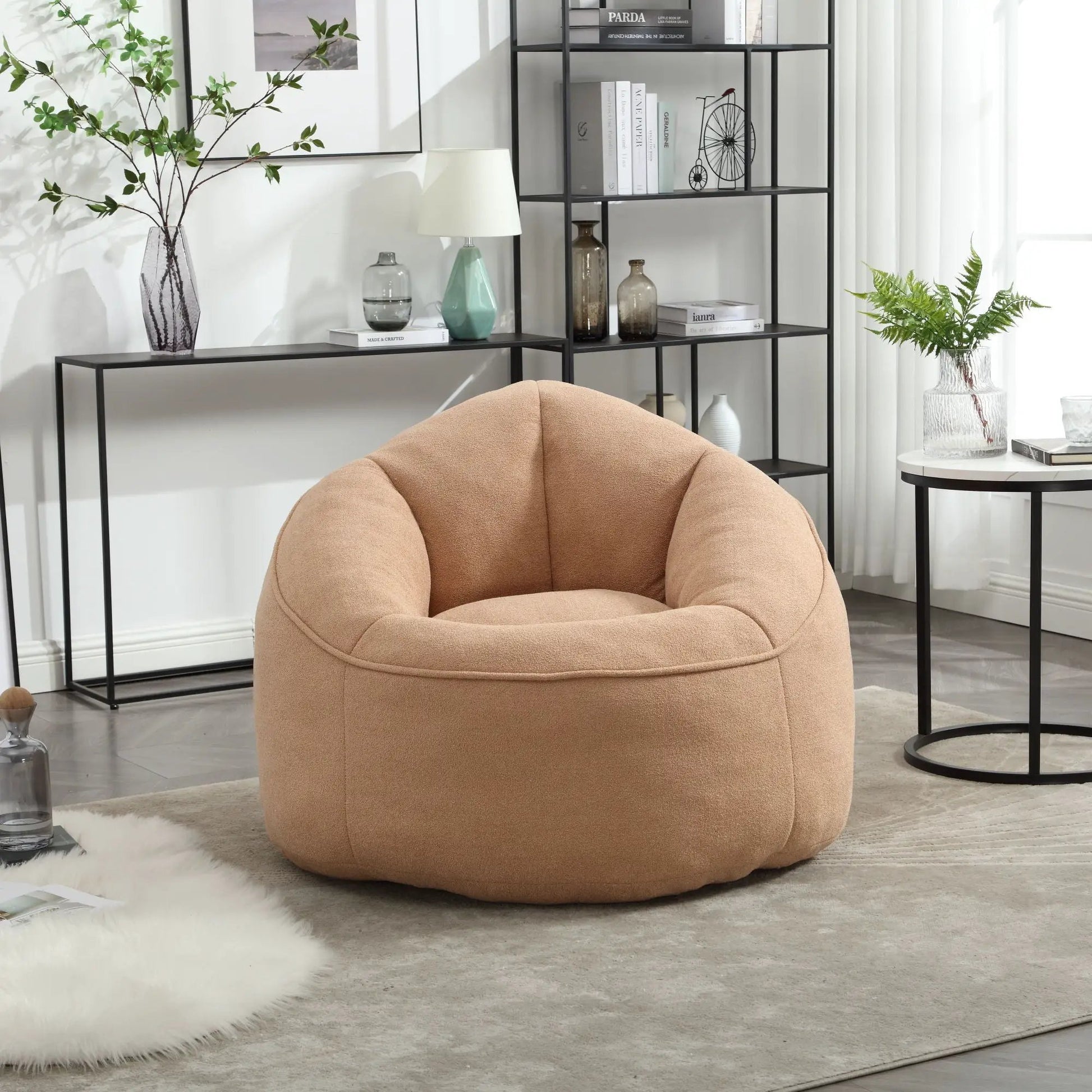 Unique Piece Furniture Bedding Bean Bag Sofa Chair with footrest in beige foam on Tampa Home & Garden Store
