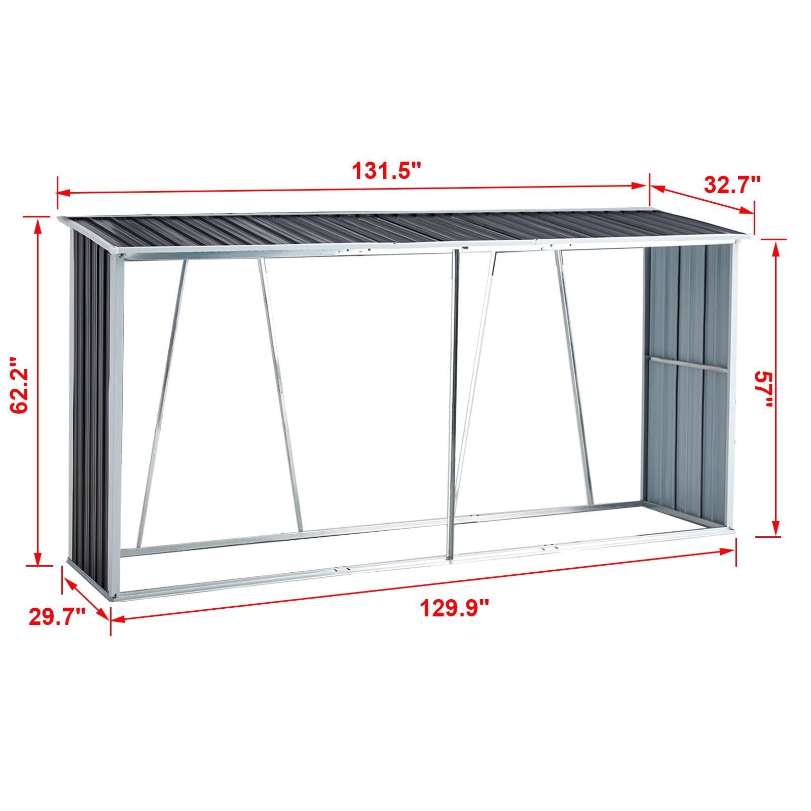Firewood rack with roof in galvanized steel by HouseOfZazla for outdoor storage on Tampa Home & Garden Store