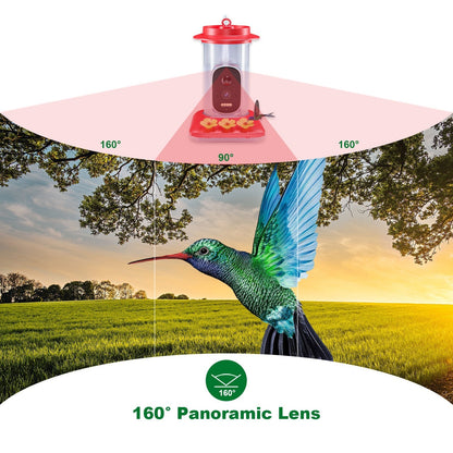 Intelligent Hummingbird Water Feeder 5MP Pixel Outdoor HD pink feeder with yellow flower accents on Tampa Home & Garden Store