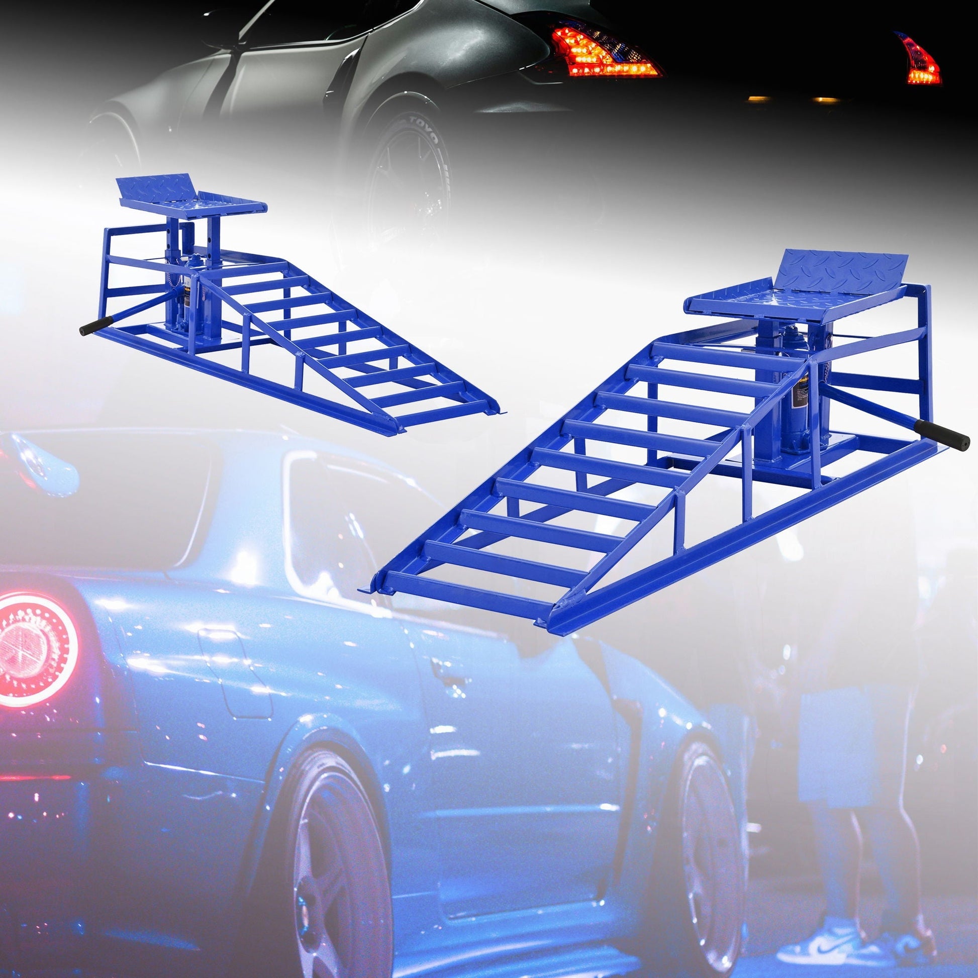 2 blue Suxidi 5-Ton hydraulic automotive lift ramps for cars and trucks by HouseOfZazla on Tampa Home & Garden Store