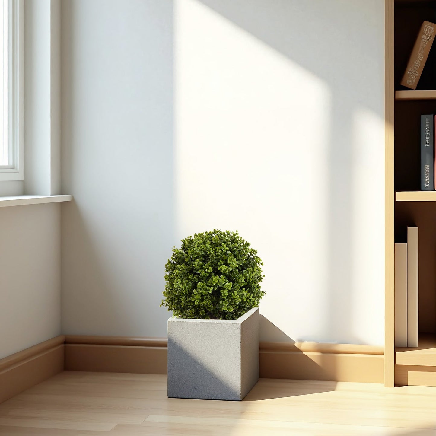 22in Boxwood Ball Topiary Set of 2 in square gray planter artificial HouseOfZazla on Tampa Home & Garden Store