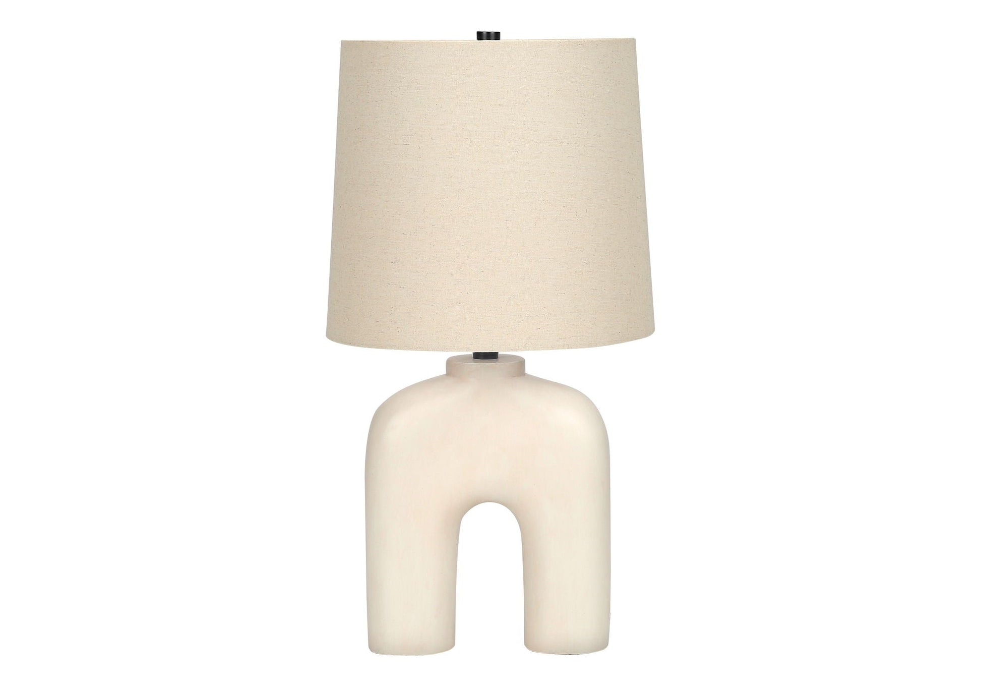 Table lamp with cream resin base and beige linen shade by HouseOfZazla on Tampa Home & Garden Store