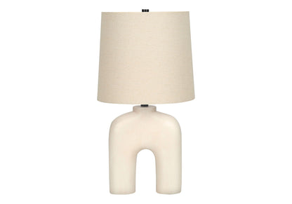 Table lamp with cream resin base and beige linen shade by HouseOfZazla on Tampa Home & Garden Store