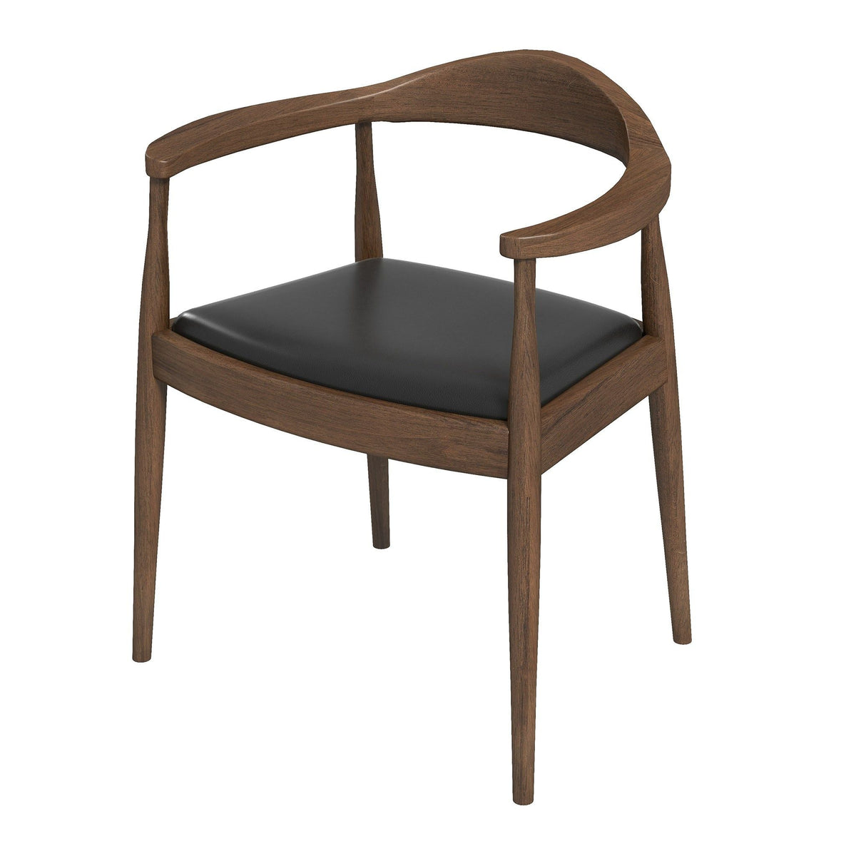 Mid-Century Arm Chair by HouseOfZazla with dark wood frame and black leather seat on Tampa Home & Garden Store