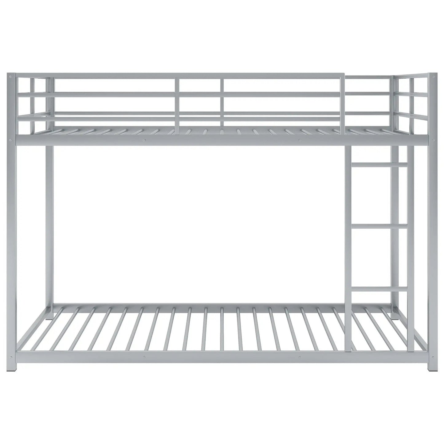Metal bunk bed frame, low-height with ladder, gray finish on Tampa Home & Garden Store