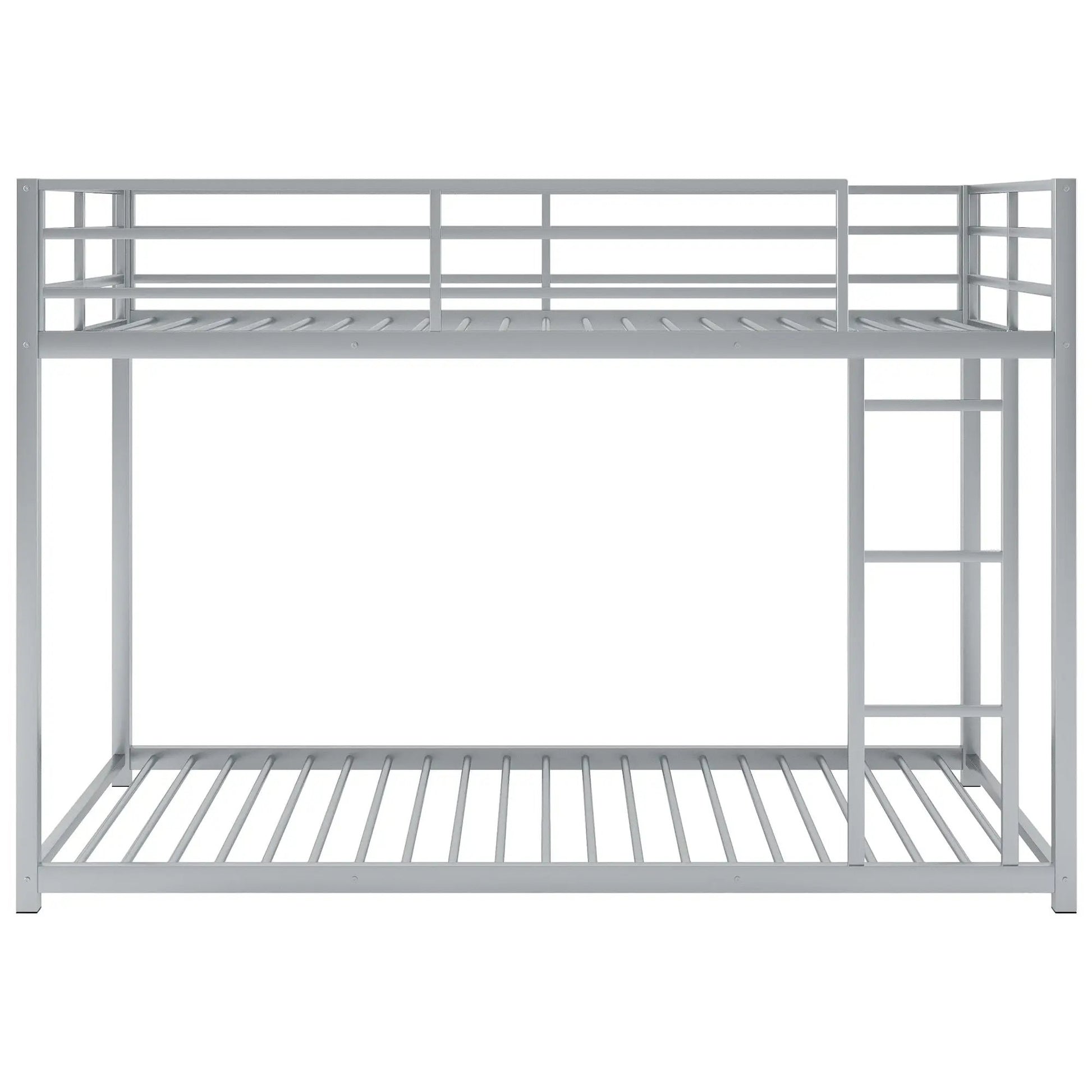Metal bunk bed frame, low-height with ladder, gray finish on Tampa Home & Garden Store