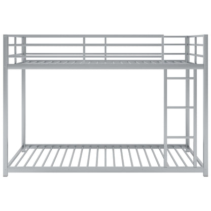 Metal bunk bed frame, low profile with guard rails on top bunk and side ladder, gray finish on Tampa Home & Garden Store