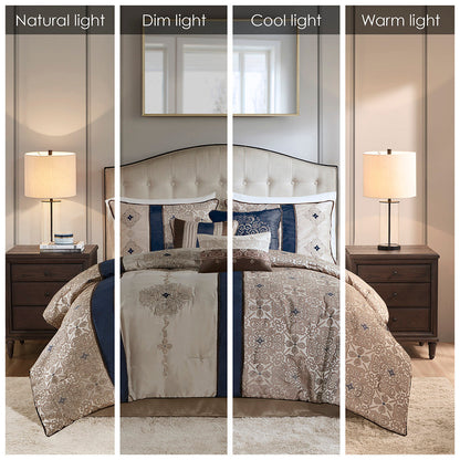 Cal King 7 Piece Jacquard Comforter Ensemble