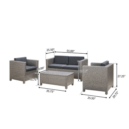 Puerta 4-Piece Outdoor Furniture Set HouseOfZazla in gray wicker; includes 2 chairs on Tampa Home & Garden Store