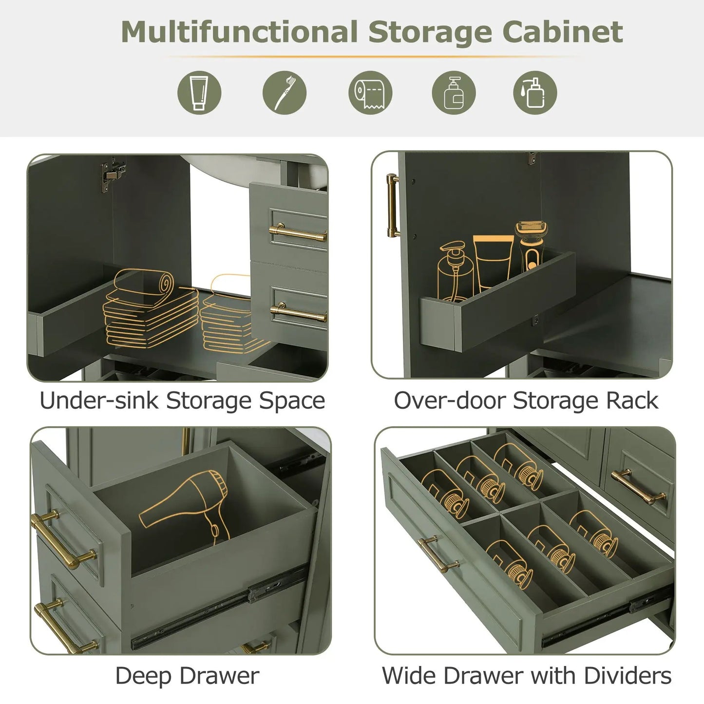 Traditional Bathroom Vanity With Soft Close Doors