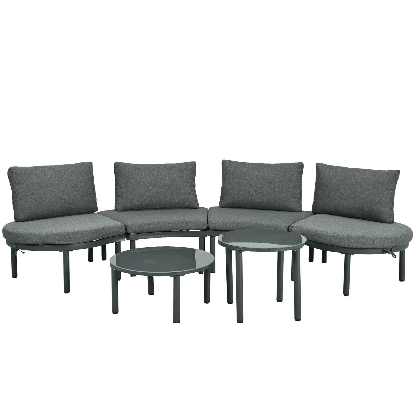 6 Piece Patio Set outdoor sectional with dark gray cushions and glass coffee tables 4 cushions on Tampa Home & Garden Store