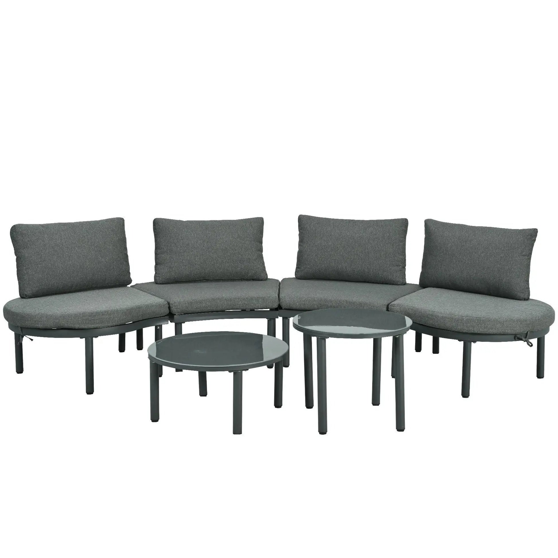 6 Piece Patio Set outdoor sectional with dark gray cushions and glass coffee tables 4 cushions on Tampa Home & Garden Store