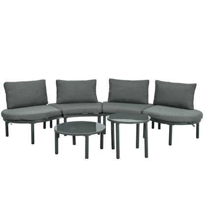 6 Piece Patio Set outdoor sectional with dark gray cushions and glass coffee tables 4 cushions on Tampa Home & Garden Store