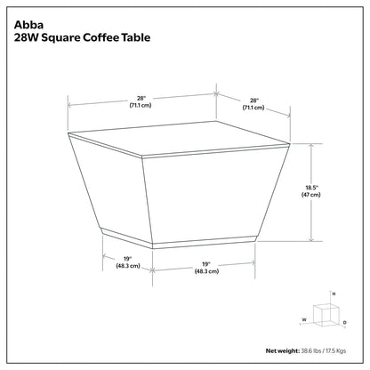 Abba 28W Coffee Table by Unique Piece Furniture schematic with 28in top, blueprint on Tampa Home & Garden Store