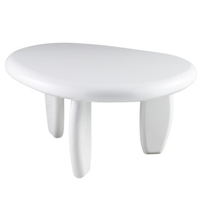 High gloss white round end table with chunky curved legs in synthetic wood on Tampa Home & Garden Store