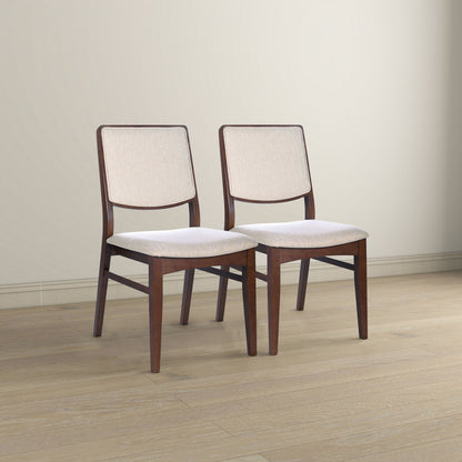 Skylar beige linen dining chairs set of 2 with padded seats and dark wood legs HouseOfZazla on Tampa Home & Garden Store