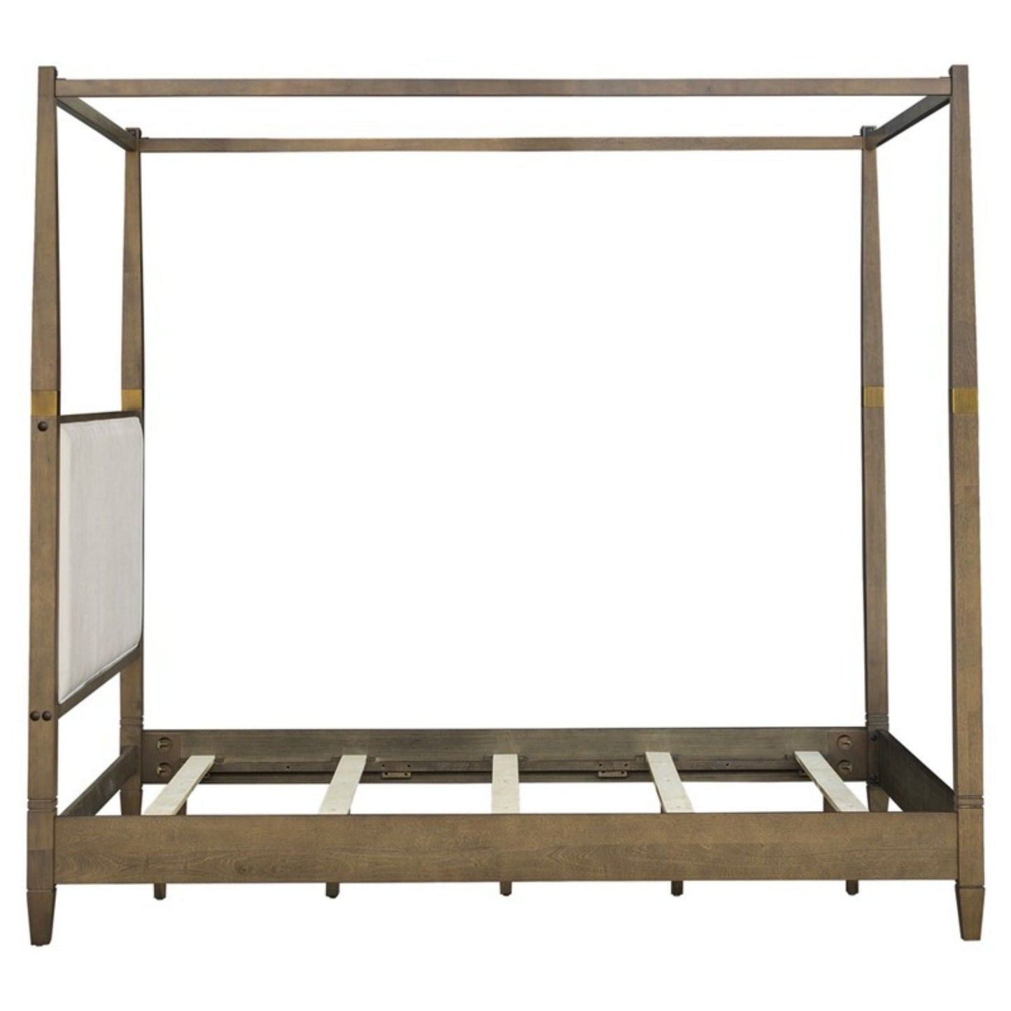 Queen Canopy Bed Frame With Upholstered Headboard
