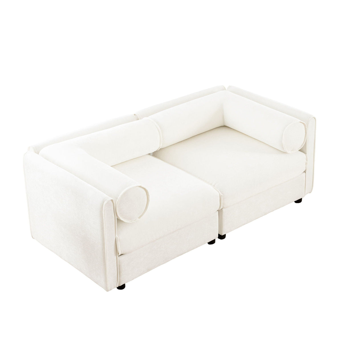 Modern Sofa with Storage and Cylindrical Backrest