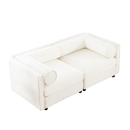 Modern Sofa with Storage and Cylindrical Backrest