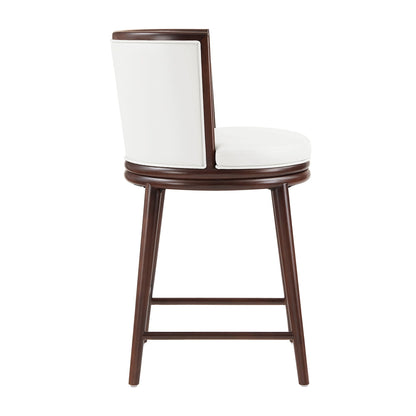 Evalyn counter stool white upholstery on dark brown wood, 24–27 in height HouseOfZazla on Tampa Home & Garden Store