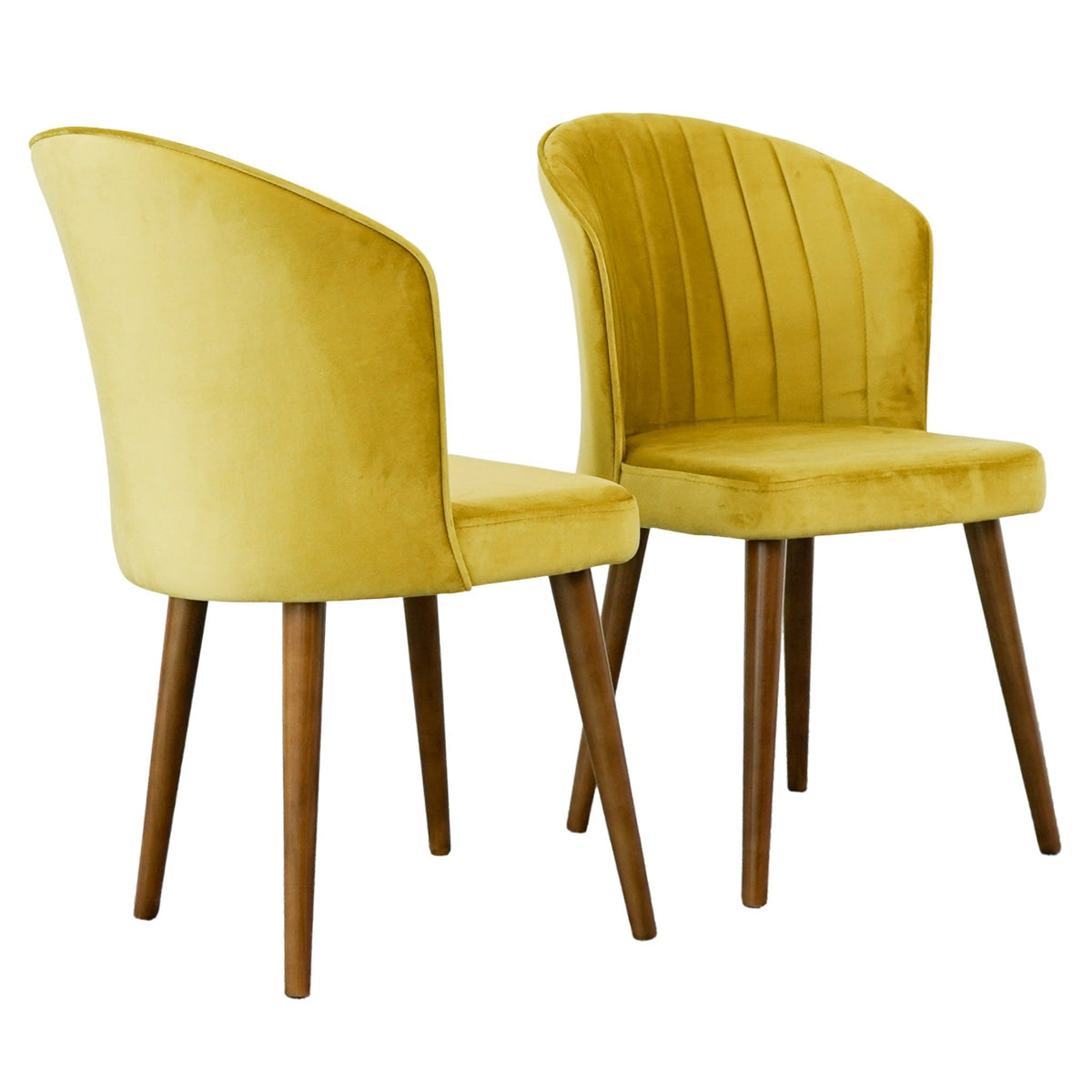 Parsons dining chair set yellow velvet with wood legs 2 chairs on Tampa Home & Garden Store