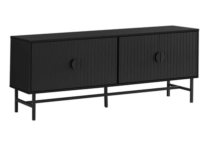 Black two-door TV stand with ribbed doors and round knobs Unique Piece Furniture on Tampa Home & Garden Store