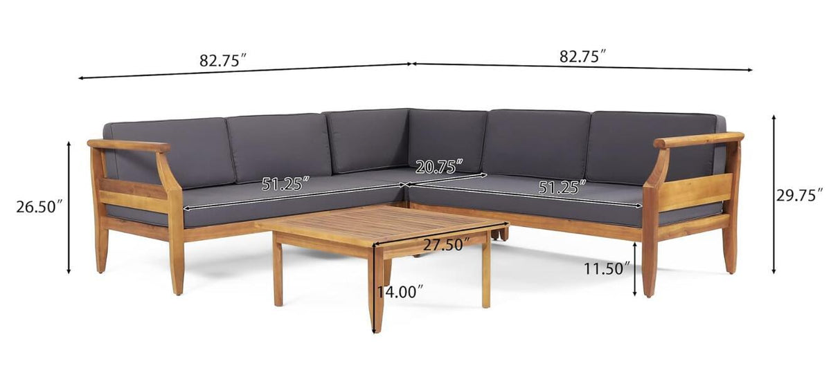 Aston 4-Piece Outdoor Sofa Set by HouseOfZazla with dark gray water-resistant cushions on Tampa Home & Garden Store