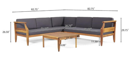 Aston 4-Piece Outdoor Sofa Set by HouseOfZazla with dark gray water-resistant cushions on Tampa Home & Garden Store