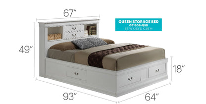 White traditional bookcase storage bed with headboard cubbies by HouseOfZazla Queen on Tampa Home & Garden Store