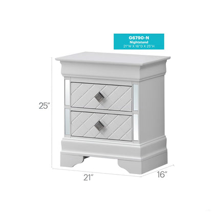 Accent Nightstand Two Drawers silver champagne by HouseOfZazla, mirrored fronts, 21Wx16Dx25H on Tampa Home & Garden Store