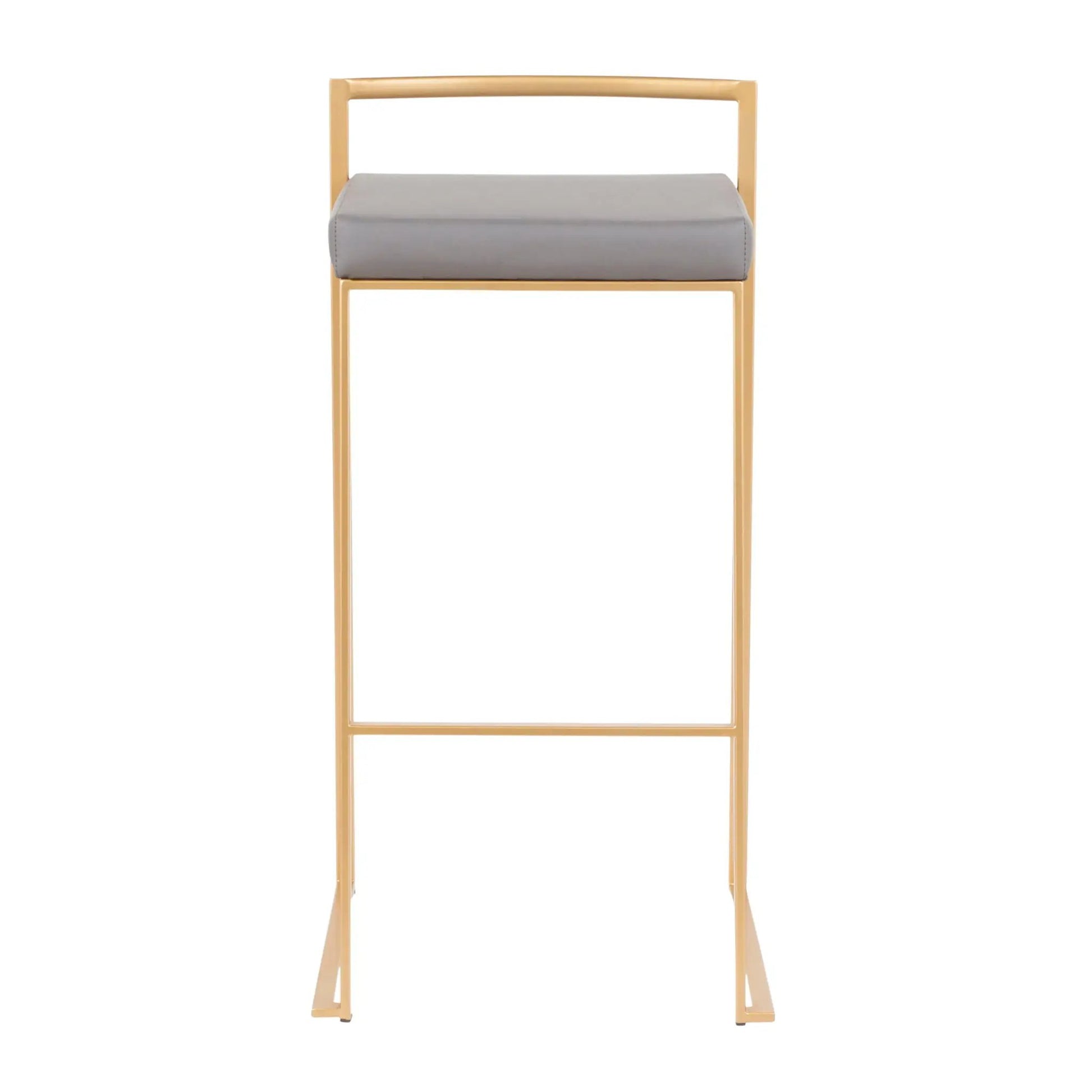 Fuji Barstool gold frame with gray upholstered seat from Unique Piece Furniture on Tampa Home & Garden Store